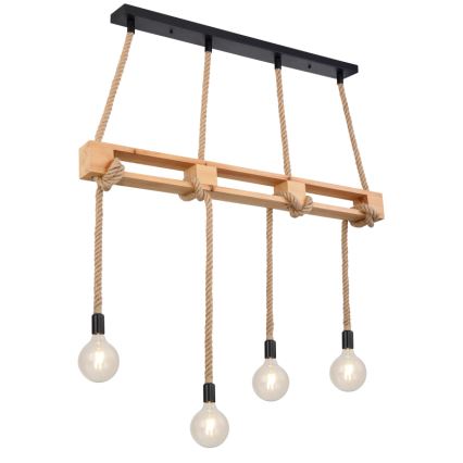 Globo - Chandelier on a string 4xE27/60W/230V pine