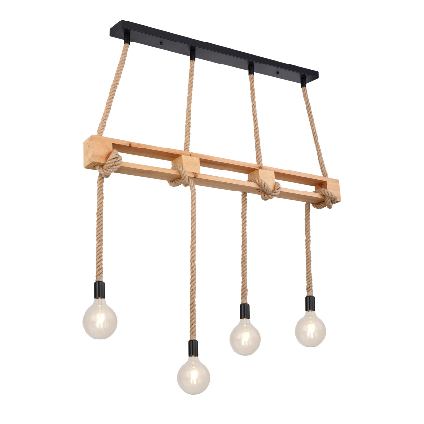 Globo - Chandelier on a string 4xE27/60W/230V pine