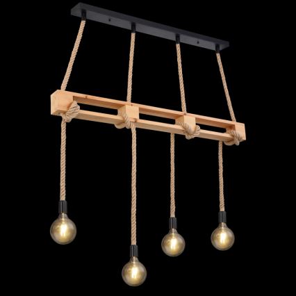Globo - Chandelier on a string 4xE27/60W/230V pine