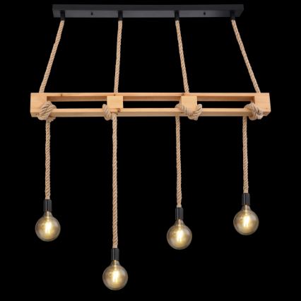 Globo - Chandelier on a string 4xE27/60W/230V pine