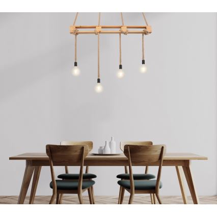 Globo - Chandelier on a string 4xE27/60W/230V pine