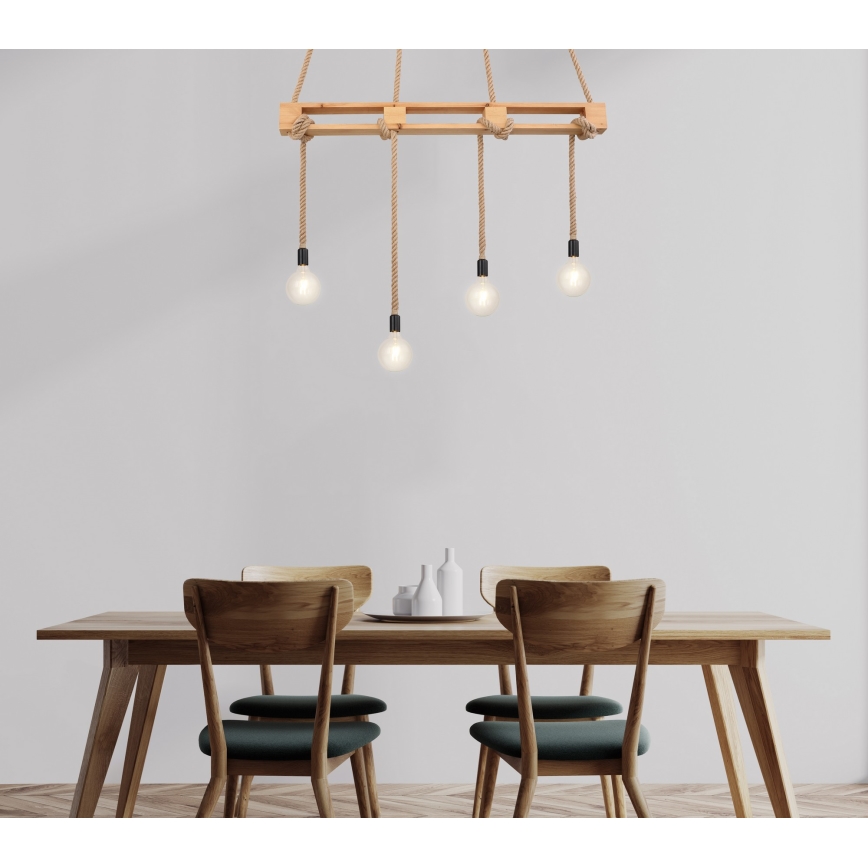 Globo - Chandelier on a string 4xE27/60W/230V pine