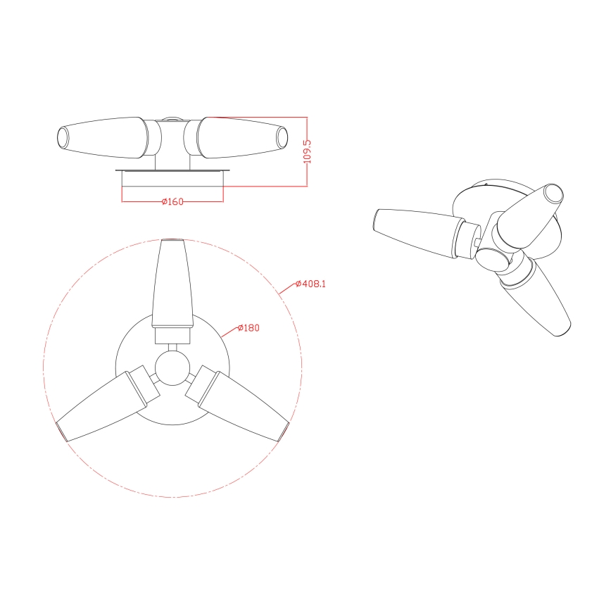 Globo 78160-3D - bathroom spotlight 3xE14/20W IP44