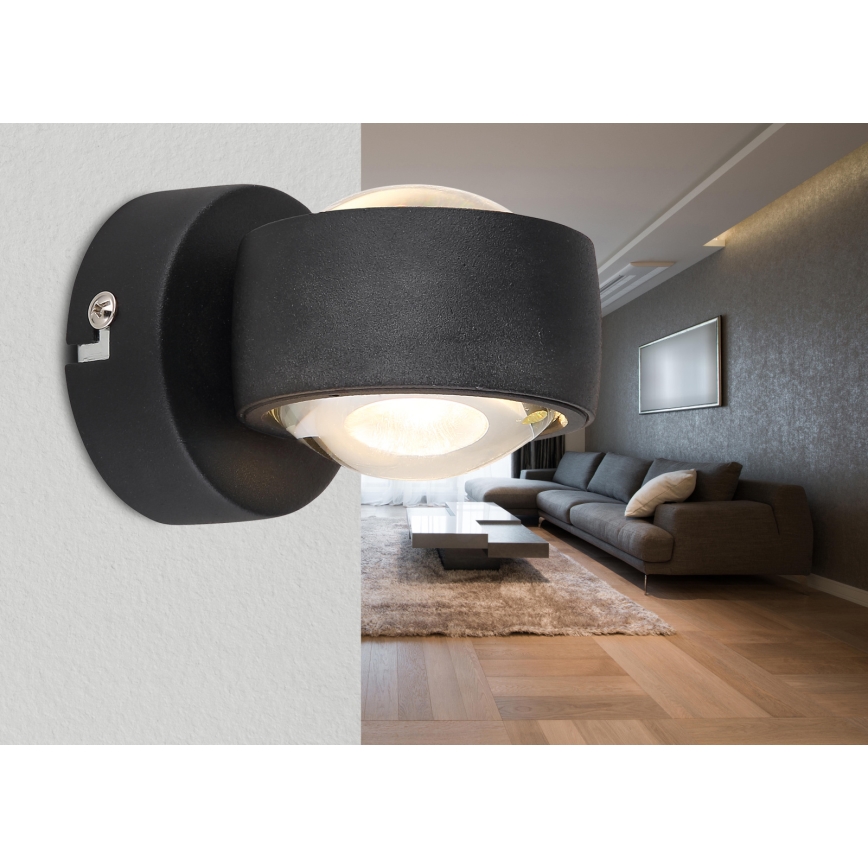 Globo - LED Wall Light, 7W, 230V, 3000K, Black