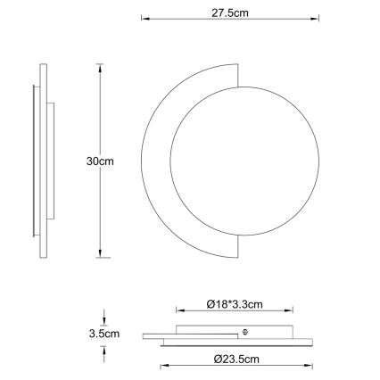 Globo - LED Wall Light 14W/230V 3000K Ø 30 cm