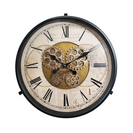 Globo - 49 cm Round Coffee Table with Built-in Clock, Black