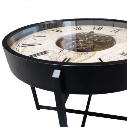 Globo - Coffee table with clock Ø 71.5 cm, black
