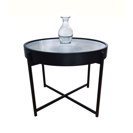 Globo - Coffee table with clock Ø 71.5 cm, black
