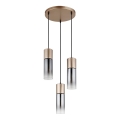 Globo - Cable-hung pendant light 3xE27/25W/230V bronze Ø 30 cm