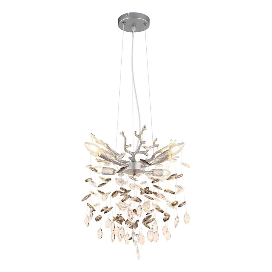 Globo - Cable-hung pendant light 4xE14/40W/230V silver