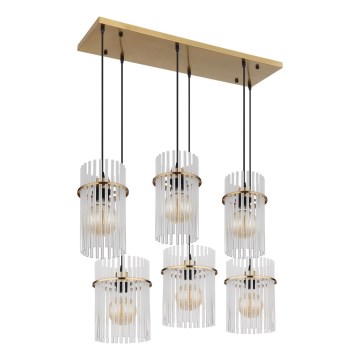 Globo - Cable-suspended chandelier 6xE27/60W/230V, gold