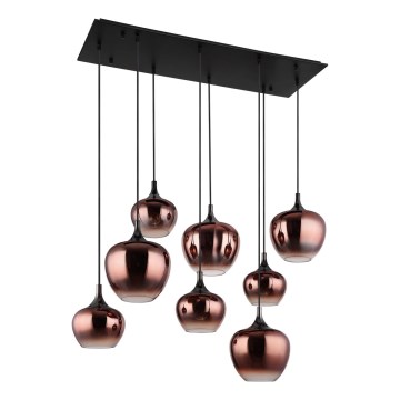 Globo - Cable-suspended pendant, 8xE27/40W/230V, copper