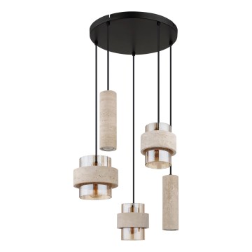 Globo - Cable-suspended pendant light 3xE27/40W/230V + 2xGU10/10W travertine