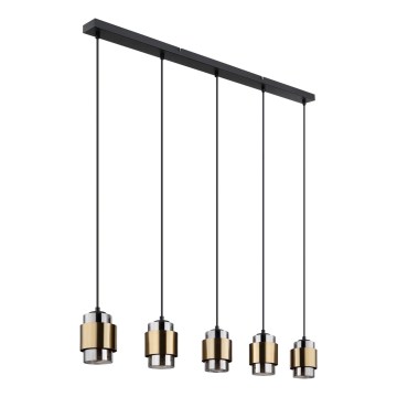 Globo - Cable-suspended pendant light 5xE27/40W/230V, black/brass