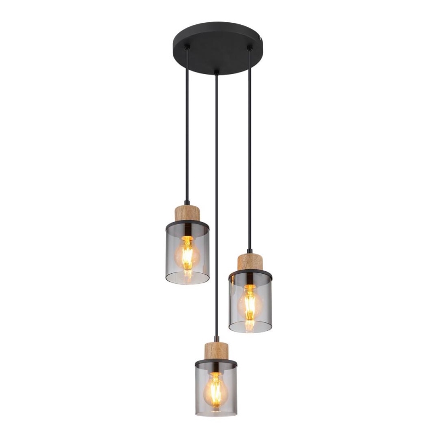 Globo - Chandelier on a string 3xE27/15W/230V d. 27 cm oak