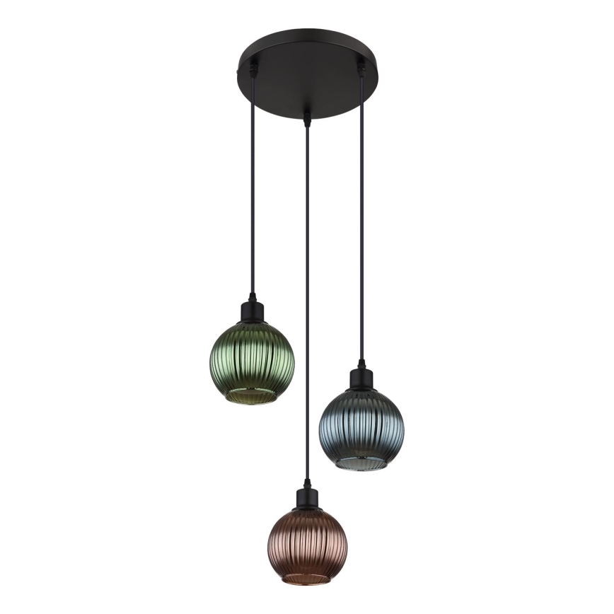 Globo - Chandelier on a string 3xE27/25W/230V d. 36 cm copper/green/blue
