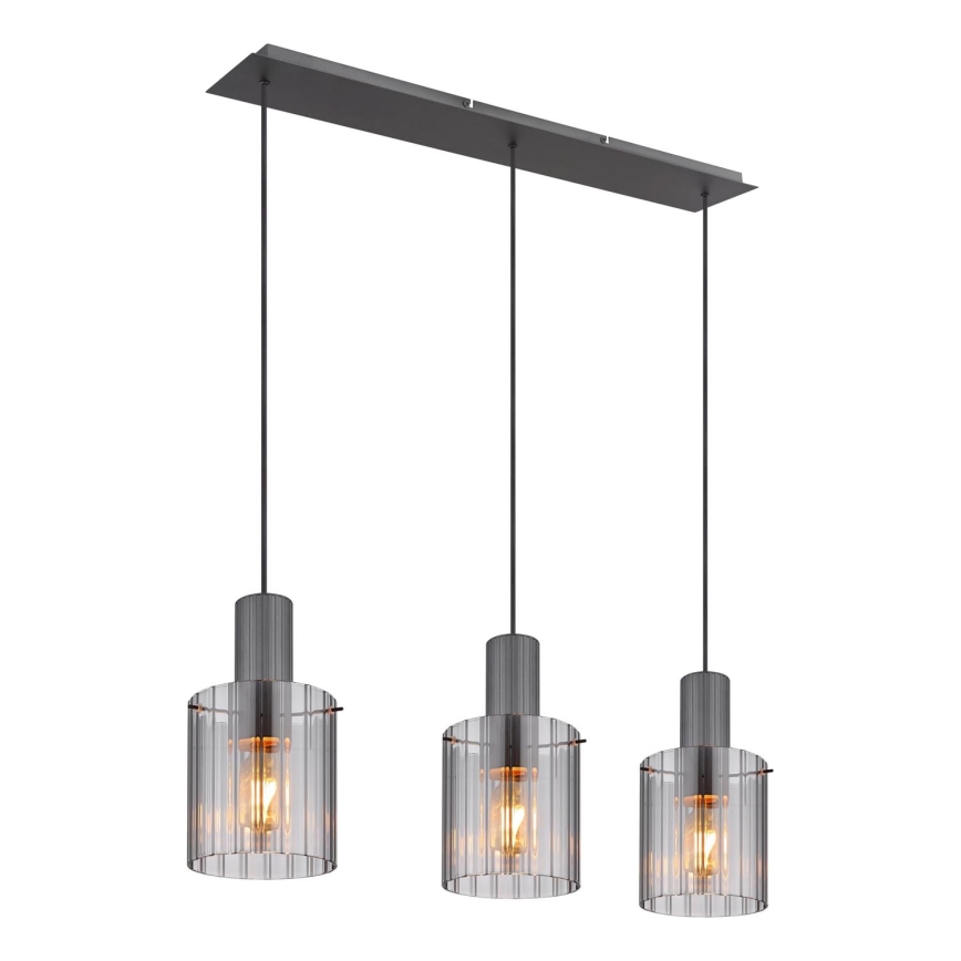 Globo - Chandelier on a string 3xE27/40W/230V grey