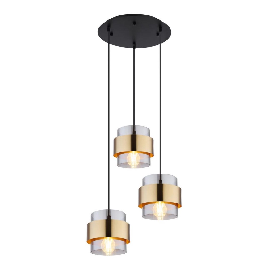 Globo - Chandelier on a string 3xE27/60W/230V black/brass