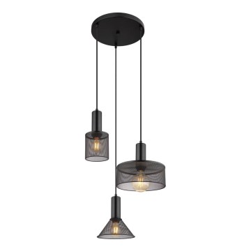 Globo - Chandelier on a string 3xE27/60W/230V black