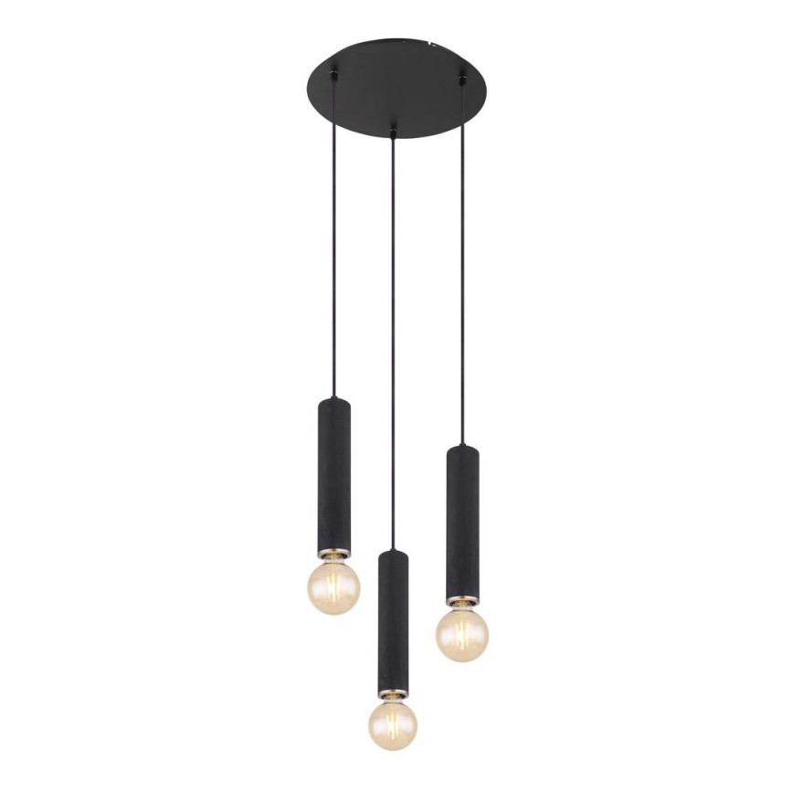 Globo - Chandelier on a string 3xE27/60W/230V black wood