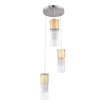 Globo - Chandelier on a string 3xE27/60W/230V d. 30 cm gold