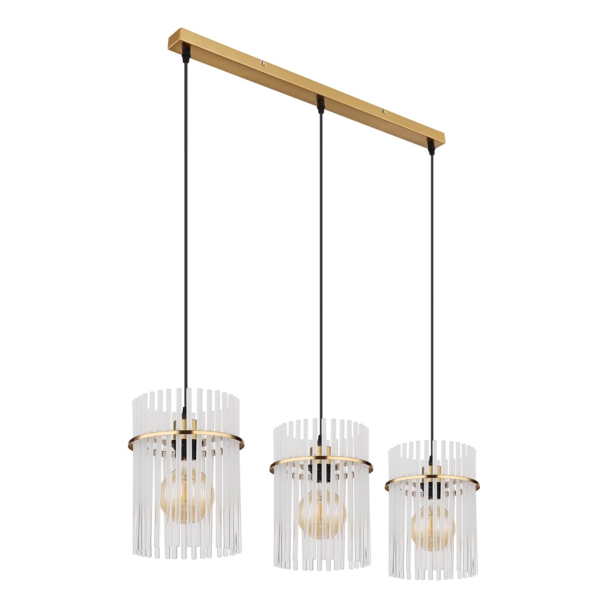 Globo - Chandelier on a string 3xE27/60W/230V gold