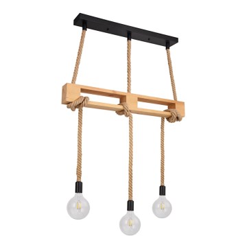 Globo - Chandelier on a string 3xE27/60W/230V pine