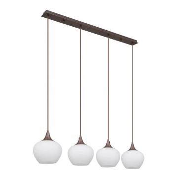 Globo - Chandelier on a string 4xE27/40W/230V white/brown