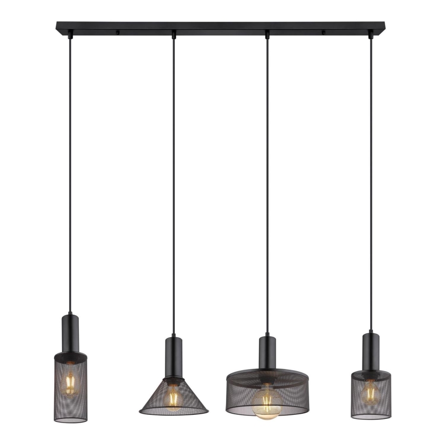 Globo - Chandelier on a string 4xE27/60W/230V black