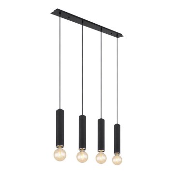 Globo - Chandelier on a string 4xE27/60W/230V black wood