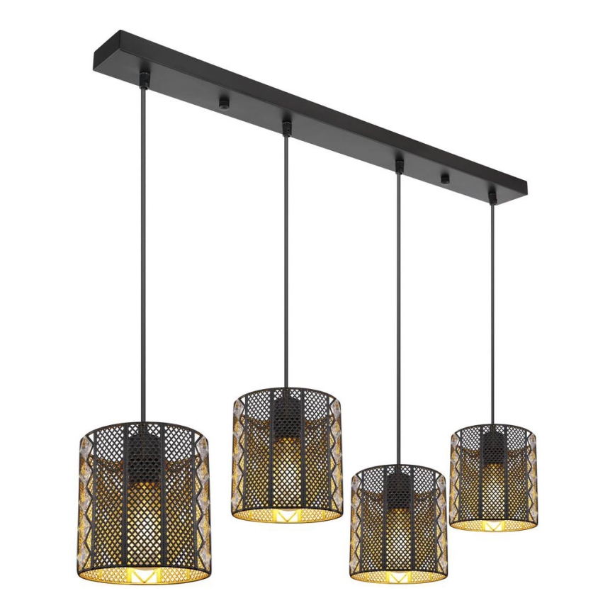 Globo - Chandelier on a string 4xE27/60W/230V gold/black