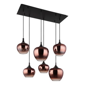 Globo - Chandelier on a string 6xE27/40W/230V brown/smoky