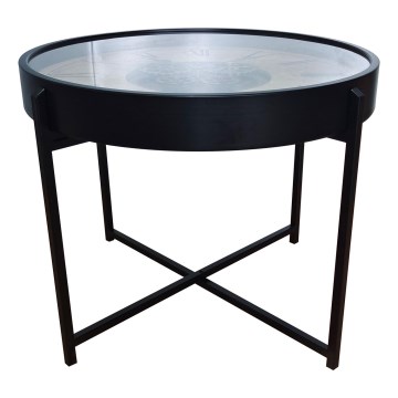 Globo - Coffee table with clock Ø 71.5 cm, black