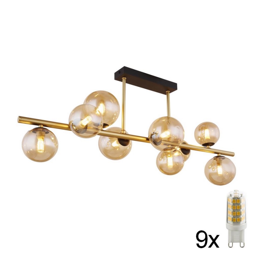 Globo - LED Chandelier on a pole 9xG9/3W/230V brass