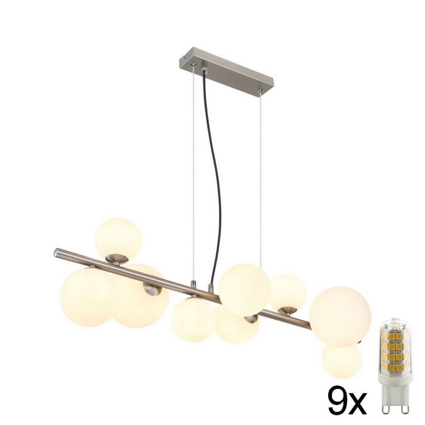 Globo - LED Chandelier on a string 9xG9/3W/230V matte chrome
