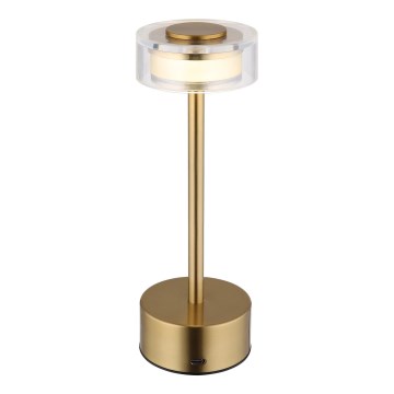 Globo - LED Dimmable rechargeable touch table lamp LED/2,5W/3,7V 2700/4000/6500K 1800mAh brass