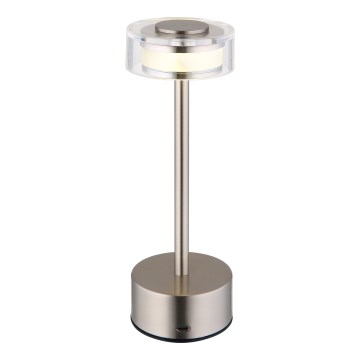 Globo - LED Dimmable rechargeable touch table lamp LED/2,5W/3,7V 2700/4000/6500K 1800mAh matte chrome