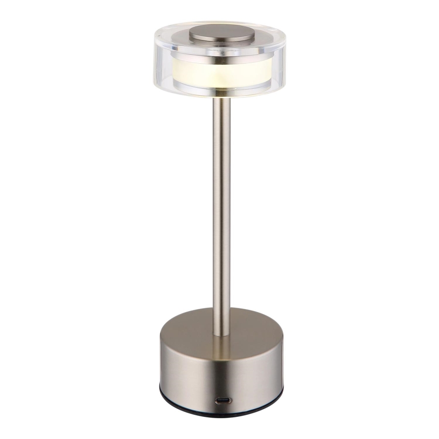 Globo - LED Dimmable rechargeable touch table lamp LED/2,5W/3,7V 2700/4000/6500K 1800mAh matte chrome