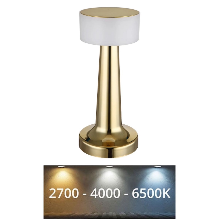 Globo - LED Dimmable touch table lamp LED/1W/3,7V 2700K/4000K/6500K 800 mAh USB gold