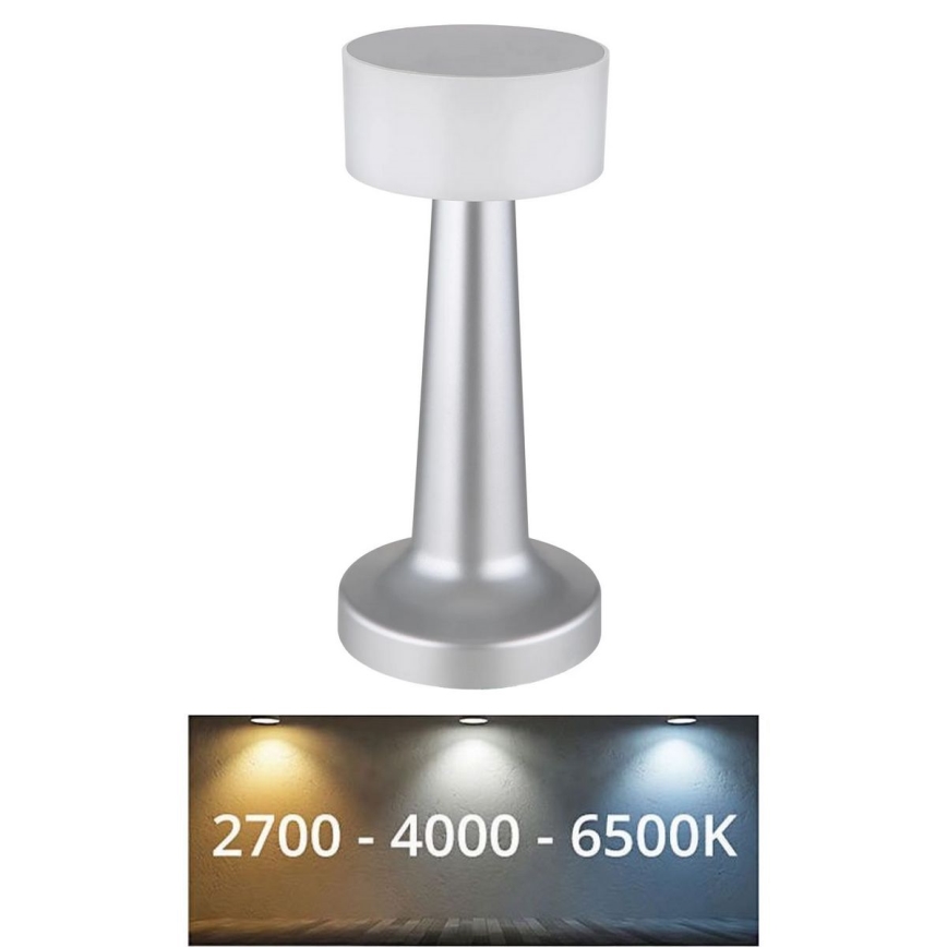Globo - LED Dimmable touch table lamp LED/1W/3,7V 2700K/4000K/6500K 800 mAh USB matte chrome