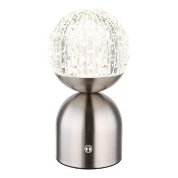 Globo - LED Dimmable touch table lamp LED/2,5W/3,7V 2700/4000/6500K 1800 mAh USB matte chrome