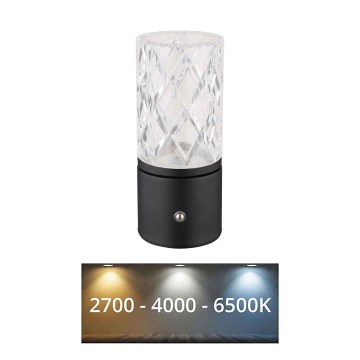 Globo - LED Dimmable touch table lamp LED/2,5W/3,7V 2700K/4000K/6500K 1800 mAh USB black