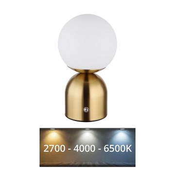 Globo - LED Dimmable touch table lamp LED/2,5W/3,7V 2700K/4000K/6500K 1800 mAh USB brass
