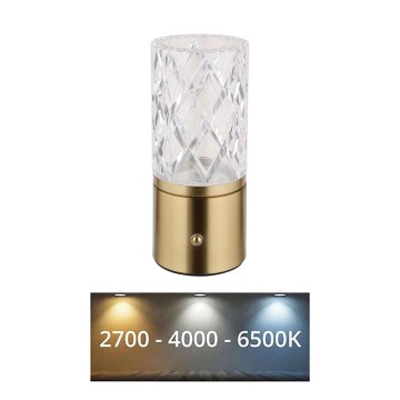 Globo - LED Dimmable touch table lamp LED/2,5W/3,7V 2700K/4000K/6500K 1800 mAh USB gold