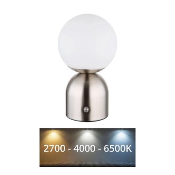 Globo - LED Dimmable touch table lamp LED/2,5W/3,7V 2700K/4000K/6500K 1800 mAh USB matte chrome