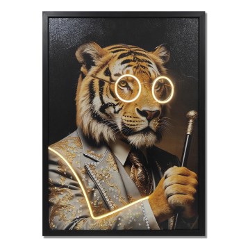 Globo - LED Illuminated Rechargeable Decorative Picture LED/5W/5V 72x52 cm 1000 mAh Tiger