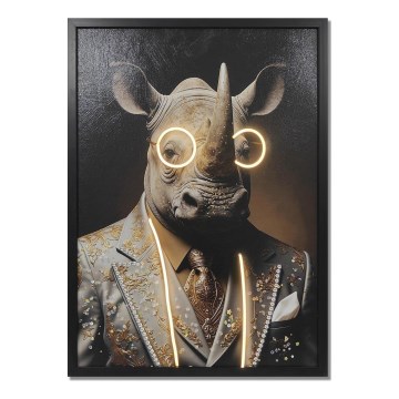 Globo - LED-lit decorative rechargeable wall art LED/5W/5V 1000 mAh Rhinoceros