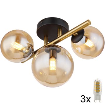 Globo - LED Surface-mounted chandelier RIHA 3xG9/3,5W/230V brass