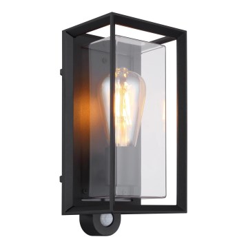 Globo - Outdoor wall light with a sensor 1xE27/60W/230V IP44 black