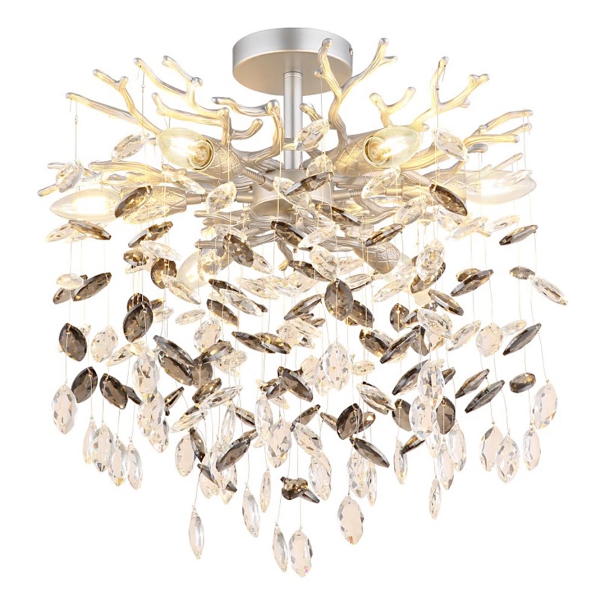 Globo - Rod-mounted chandelier, 6x E14/40W/230V, Silver